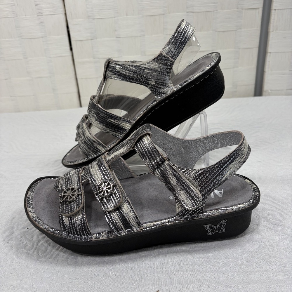 Alegria Kleo Wrapture sandals silver textured finish nautical theme womens 4.5